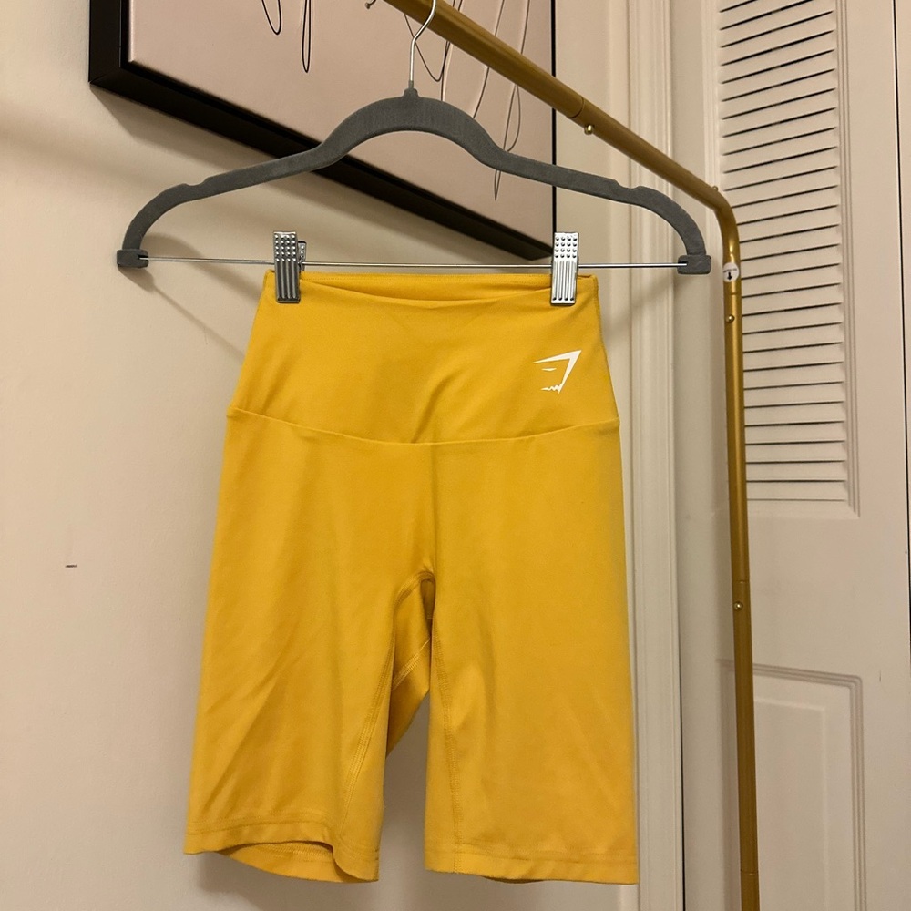 Gymshark Yellow Bike Shorts High-Waisted Performance